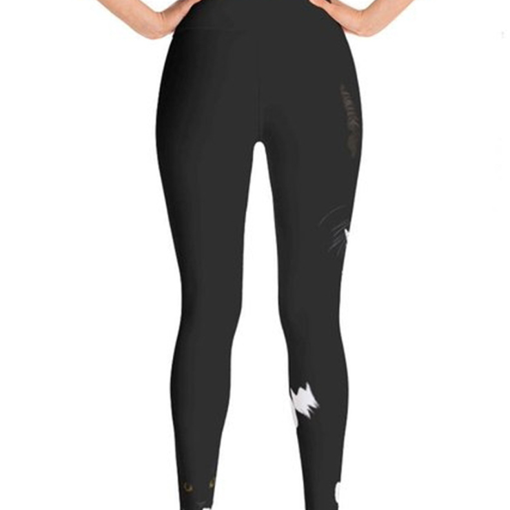 Black Cat Yoga Leggings with Cat Print