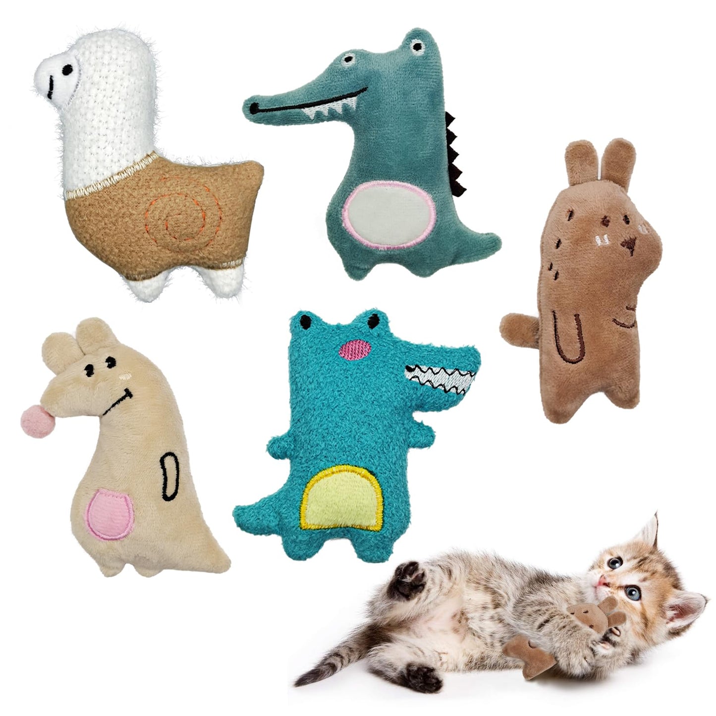 Andiker Cat Catnip Toys for Cats 5 Pcs Cat Chew Toy with Catnip Soft&Cute Plush Cat Pillow Entertaining Toys Cat Toys for Indoor Cats to Playing Chewing Teeth Cleaning Cat Interactive Toys (5pcs)