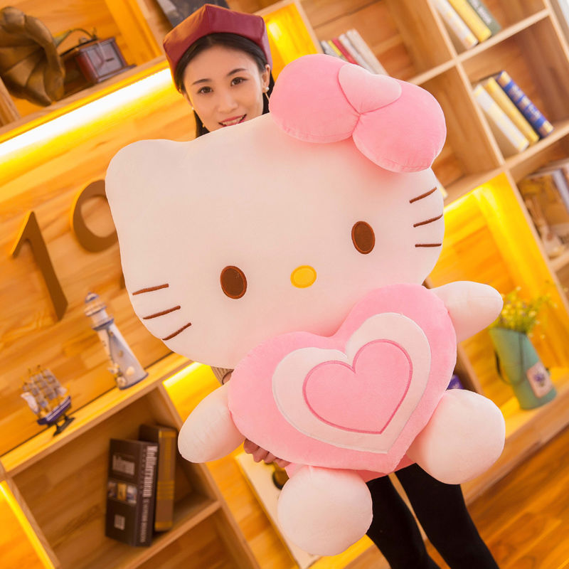 Cute Pink Heart Cat Plush Doll Stuffed Animal Toy