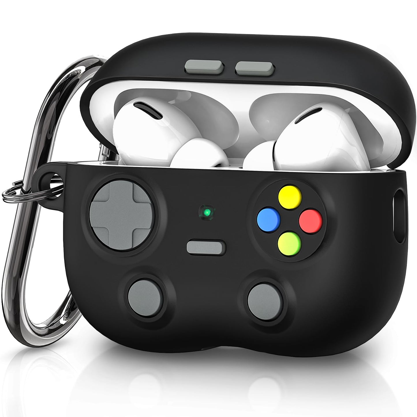 volport Case for Airpods Pro 2nd Generation: Silicone Cover for Apple Air Pods Pro 2 /1st Gen with Keychain Cool Game Designed Skin for Men Boys Women Girls Kids Black