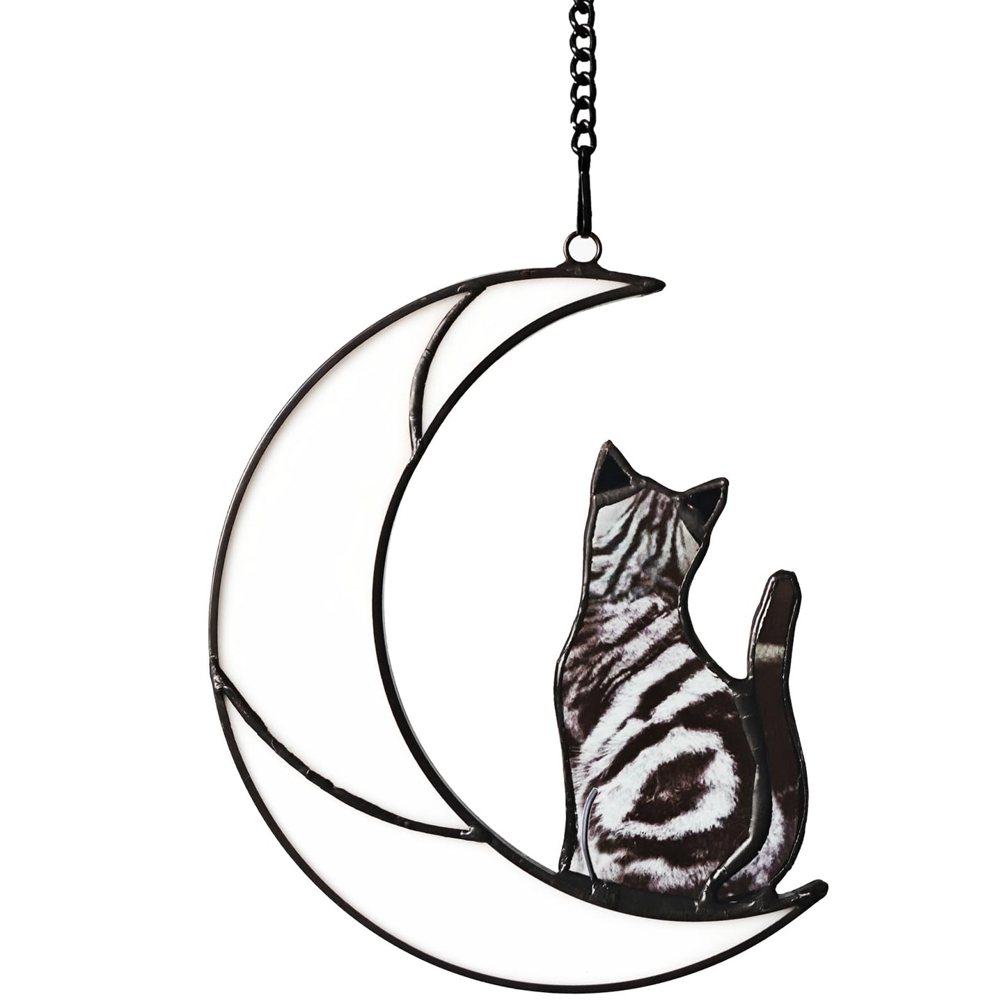 YULAIKUAI Gray and White Cat Memorial Gifts Loss of Cat British Shorthair Stained Glass Cat Suncatcher Cat Died Sympathy Gifts for Cat Lovers Cat Loss Sympathy Gift