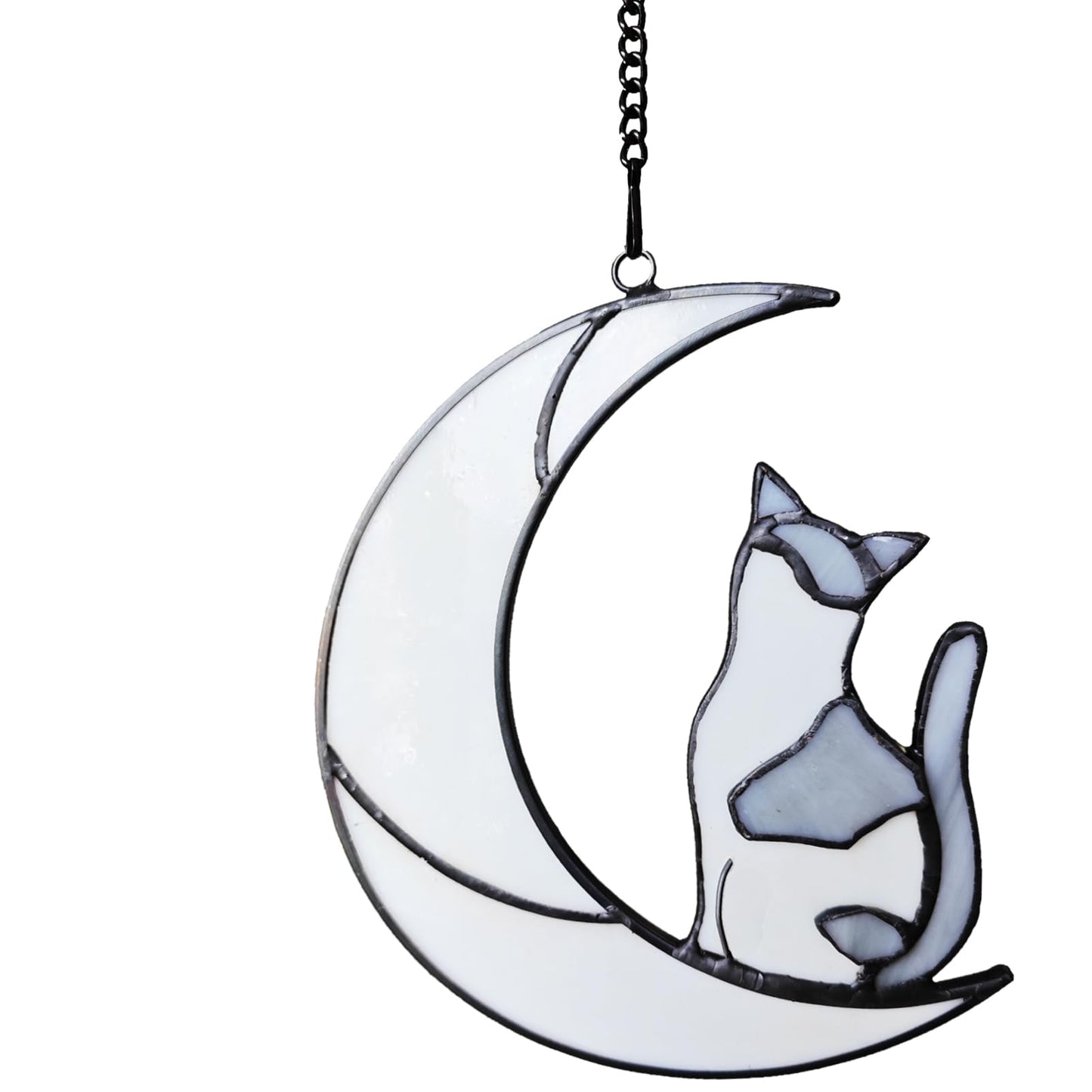 YULAIKUAI Gray and White Cat Memorial Gifts Loss of Cat British Shorthair Stained Glass Cat Suncatcher Cat Died Sympathy Gifts for Cat Lovers Cat Loss Sympathy Gift