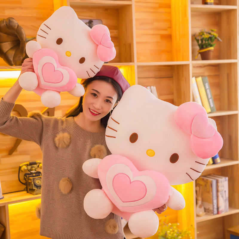 Cute Pink Heart Cat Plush Doll Stuffed Animal Toy