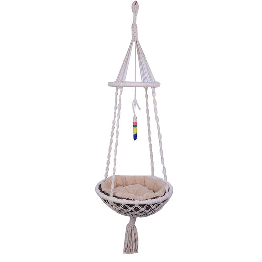 laddawan Macramé Hanging Cat Hammock - Cat Bed Indoor Cat Swing Nest Cat Lover Gifts