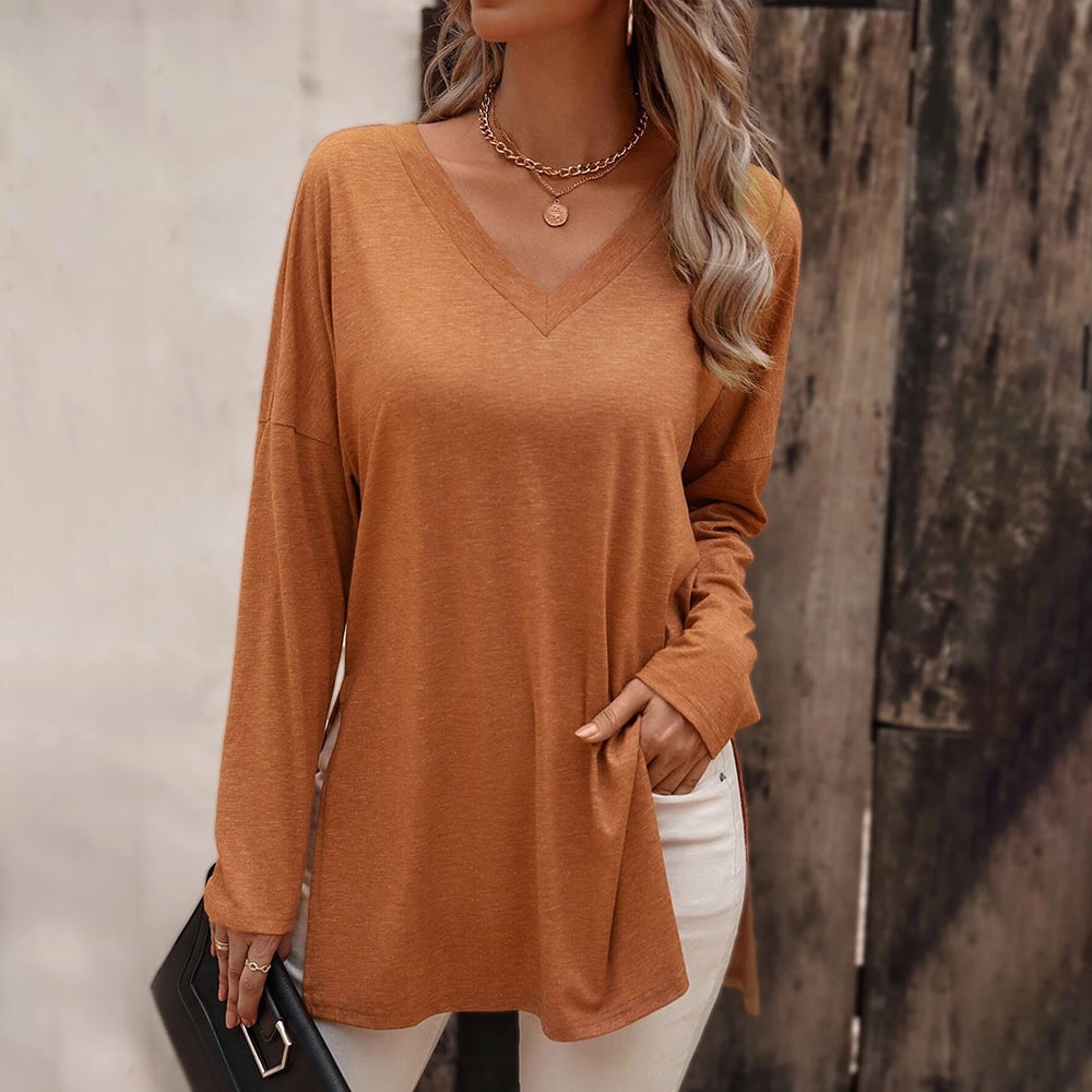 Versatile Loose Knitted Long Sleeve T-shirt