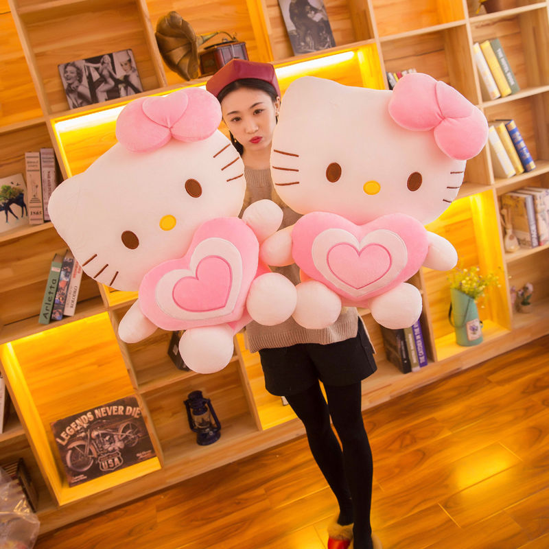 Cute Pink Heart Cat Plush Doll Stuffed Animal Toy