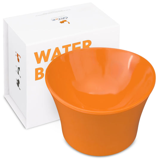 CATnK Ergonomic Cat Water Bowl - Whisker Friendly Cat Bowl for Water - Elegant Cat Bowls for Indoor Cats - Cat Feeding Bowls & Cat Dishes - Small Cat Dish for Fresh Water - 8 oz Orange