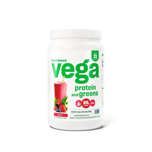 Vega Protein and Greens Protein Powder Berry - 20g Plant Based Protein Plus Veggies Vegan Non GMO Pea Protein for Women and Men 1.3 lbs (Packaging May Vary)