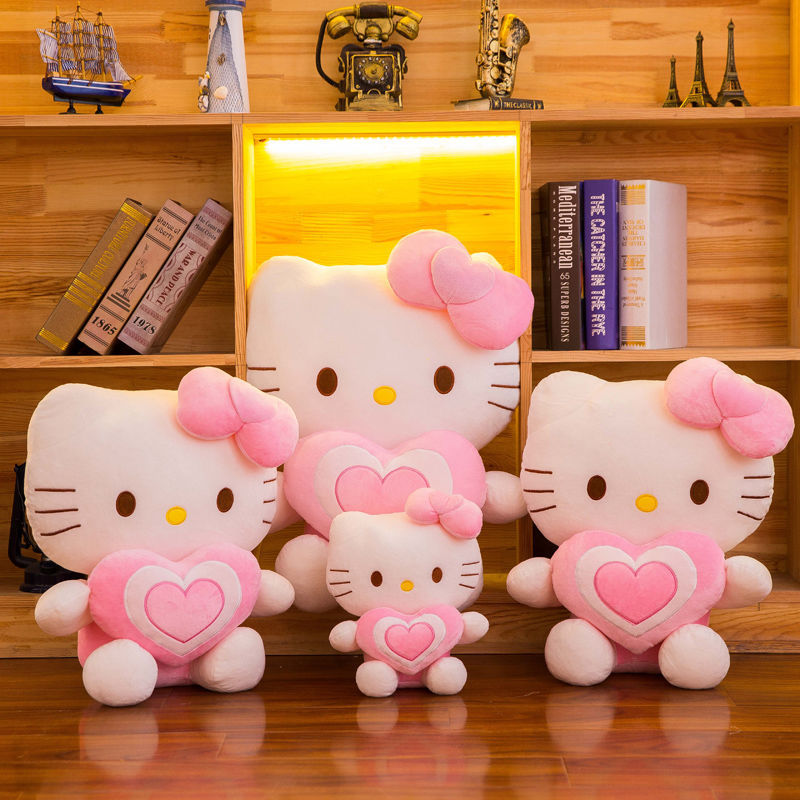 Cute Pink Heart Cat Plush Doll Stuffed Animal Toy