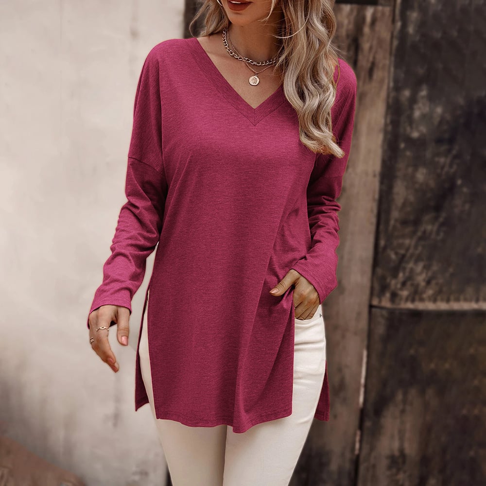 Versatile Loose Knitted Long Sleeve T-shirt
