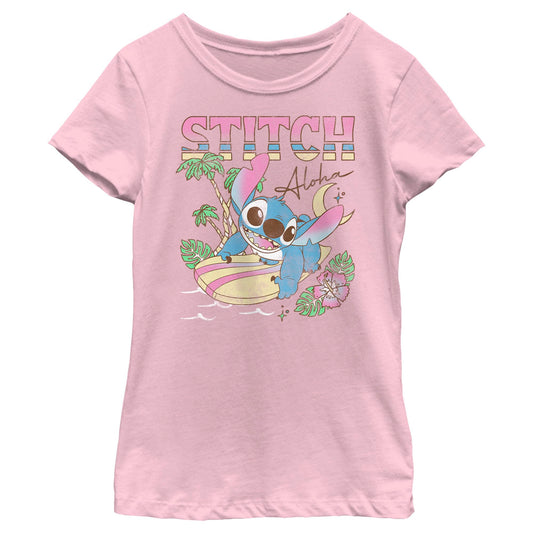Disney girls Disney Lilo & Stitch Aloha Stitch Short Sleeve Tee T Shirt Light Pink X-Small US